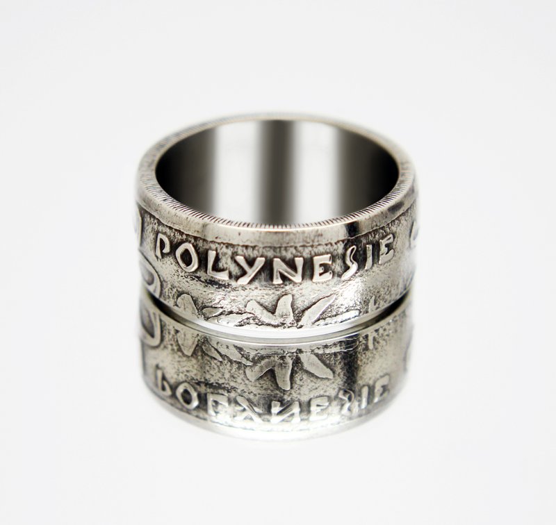 French Polynesia Coin Ring 25 Sentimos 1972-2005 coin rings for men coin rings - 戒指 - 其他金屬 
