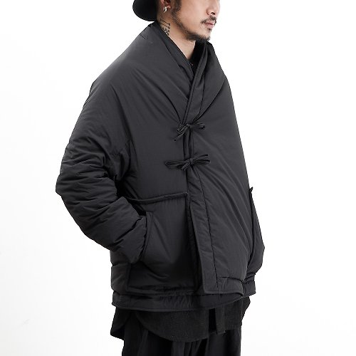離閑 冬季日系男裝保暖中國風復古廓形加厚羽絨服防寒外套