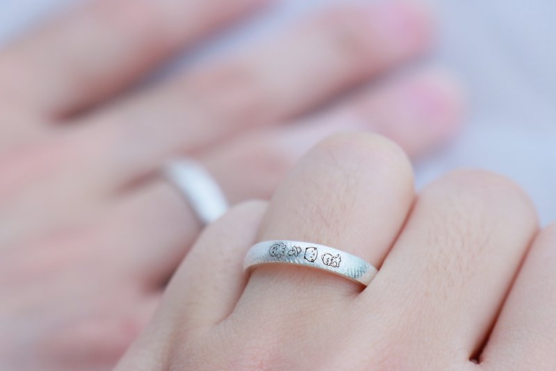 [Customized] Engraving/Engraving - Couple Ring Handmade Texture - General Rings - Sterling Silver Silver