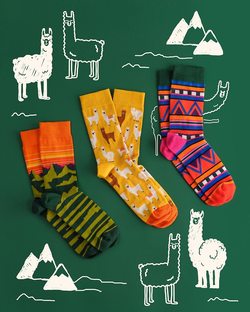 Dodo socks Peru Socks | 3 pairs ペルーソックス | ３足入り - ソックス - コットン・麻 グリーン