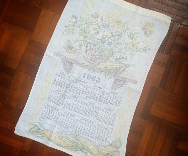 1963 Early American Canvas Calendar Flower - Shop pickers Wall Décor -  Pinkoi