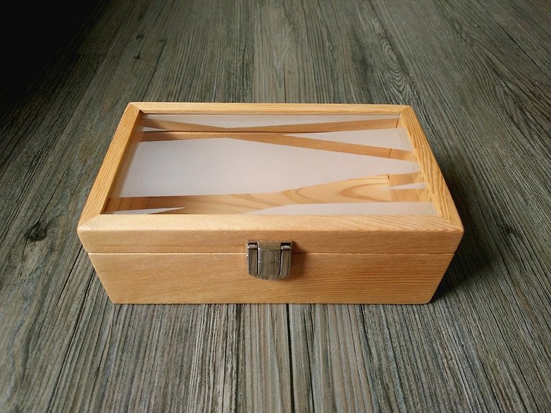 手工製作   台灣檜木+噴砂玻璃盒 獨一無二 - 收納箱/收納用品 - 木頭 咖啡色