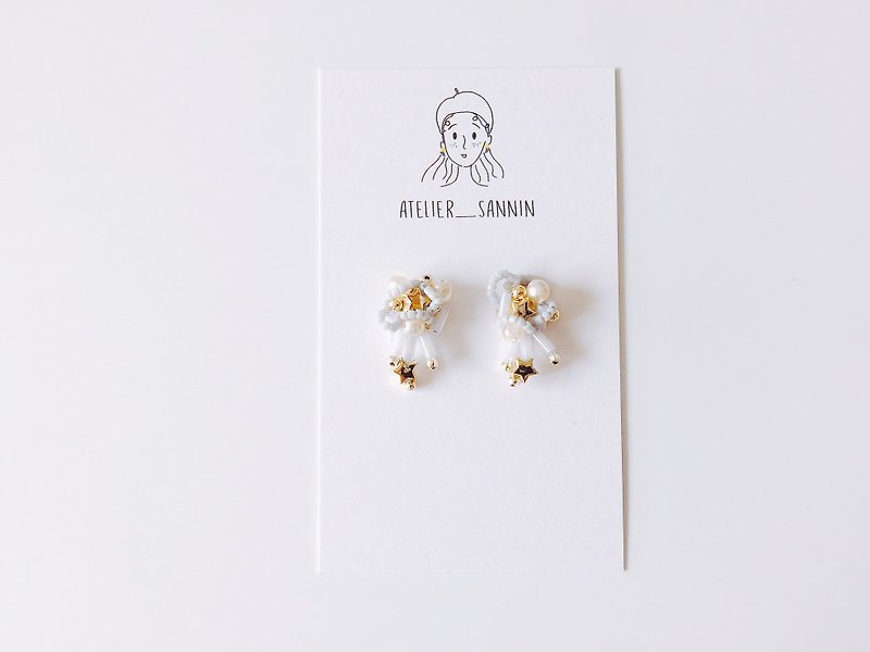 Magic Star 麈 series - light year earrings earrings ear clip / ear clip limited - Earrings & Clip-ons - Other Materials Blue