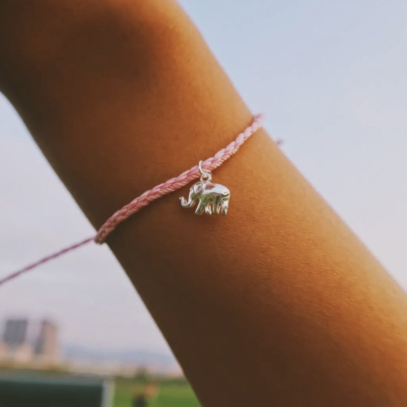 守護大象編織衝浪手環 LOVE ELEPHANTS - 手鍊/手鐲 - 防水材質 粉紅色