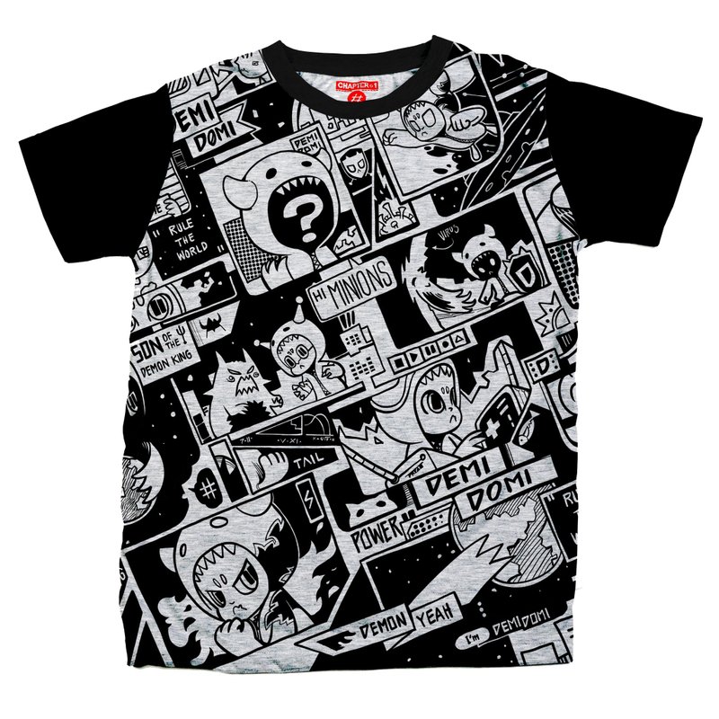 Black Demidomi unisex men woman cotton mix Chapter One T-shirt - 男 T 恤 - 棉．麻 白色
