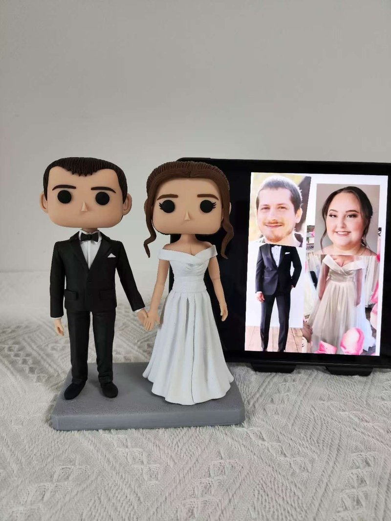 客製化3D人像公仔 訂製手工Funko Pop情侶父母夫妻結婚週年禮物 - 公仔/玩偶 - 黏土 多色