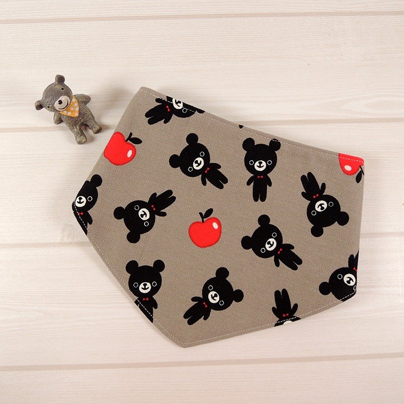 Scarf saliva towel-cute bear - ผ้ากันเปื้อน - ผ้าฝ้าย/ผ้าลินิน สีนำ้ตาล