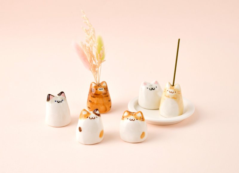 NEW! Chunky Chonk Cat - Ceramic Incense holder, home decor idea - อื่นๆ - ดินเผา 