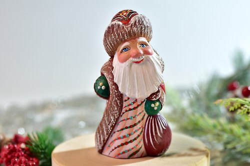 俄羅斯紀念品 小手工雕刻聖誕老人特別禮物迷你聖誕老人俄羅斯聖誕老人