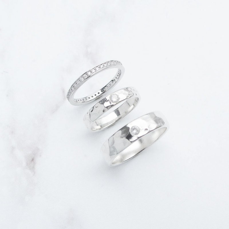 [Ring] custom handmade sparkling | Stone sterling silver couple rings | high-ranking officials Nanzi - แหวนทั่วไป - เงินแท้ สีเงิน