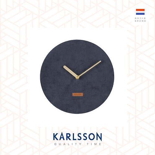 Ur Lifestyle 荷蘭Karlsson, Wall clock Corduroy dark blue 燈芯絨布深藍掛鐘