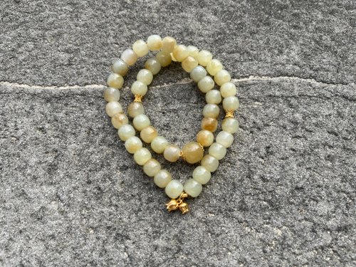 Angel's tears 天使之淚 Jewelry Design 7mm天然和田玉/和闐玉-新疆糖白玉 925銀玉蘭花設計雙圈手串m
