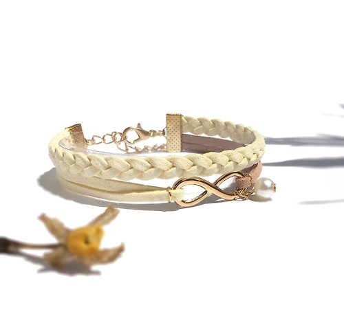 Anne Handmade Bracelets 安妮手作飾品 Infinity 永恆 手工製作 雙手環 淡金色系列-香草可可 限量