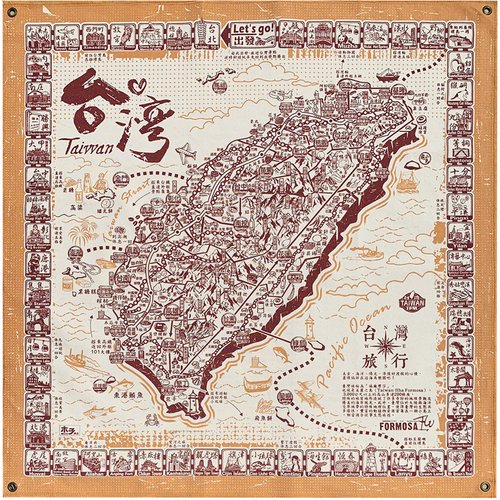 木子創意 【新款】環島旅行布地圖(紅)