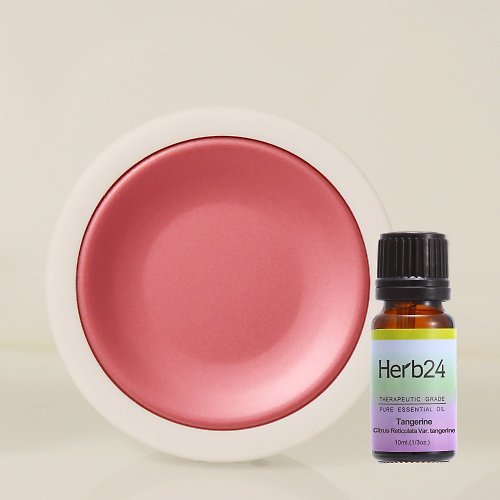 草本24。Herb24 精油擴香組－粉色恆溫擴香器 & 紅桔精油 10ml