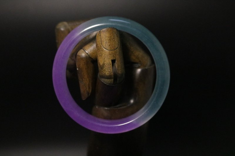 冰透紫色帶綠玉鐲子紫羅蘭手鐲禮盒裝 - 手鍊/手環 - 半寶石 多色