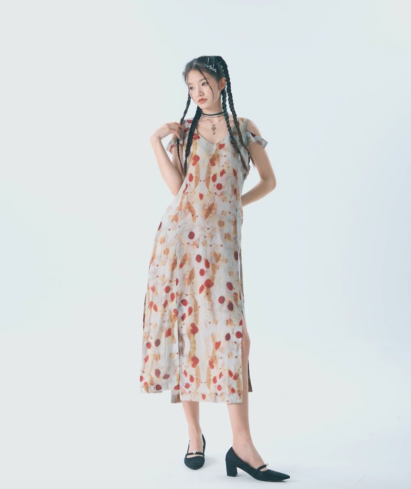Yoyo Retro Wabi-Sabi Floral Dress - ชุดเดรส - วัสดุอื่นๆ หลากหลายสี