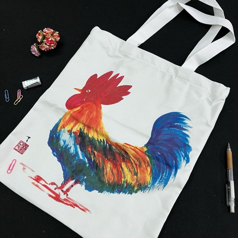 【Tote Bag - Hand Painting】Rooster - กระเป๋าแมสเซนเจอร์ - ผ้าฝ้าย/ผ้าลินิน 