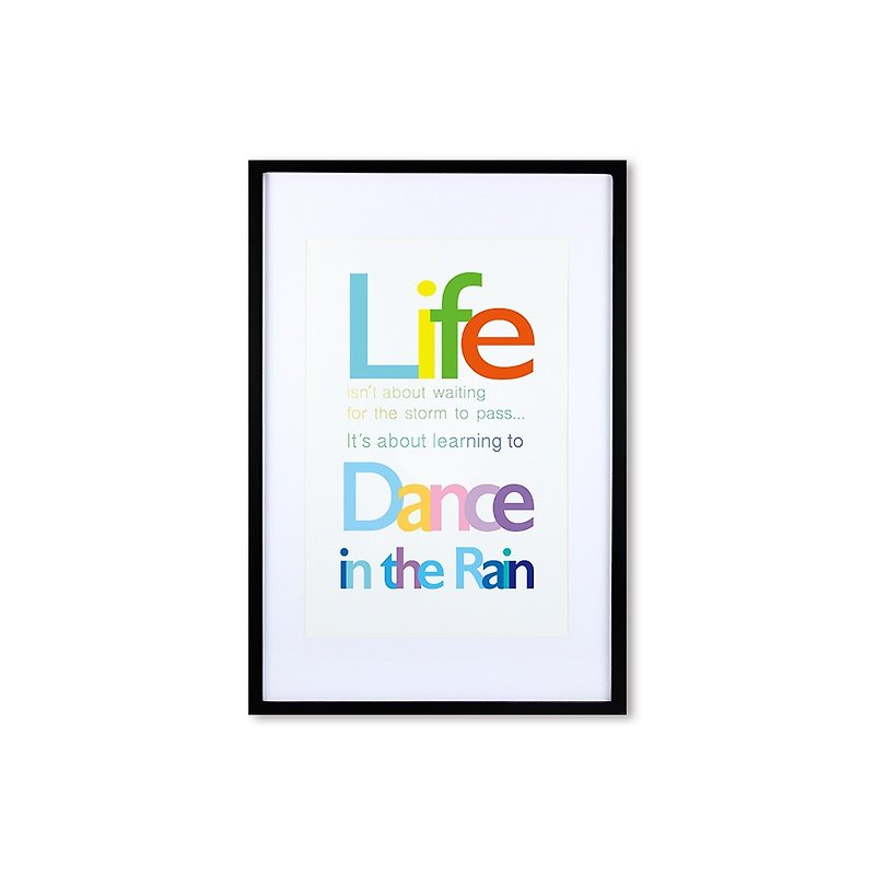 iINDOORS Decorative Frame - Quote Series Dance In The Rain - Black 63x43cm - Picture Frames - Wood Multicolor