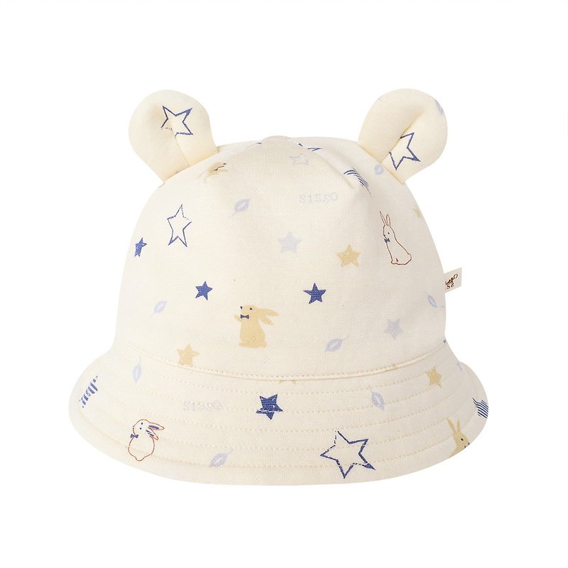 【SISSO Organic Cotton】Little Gentleman Rabbit Tencel Cotton Bear Hat - หมวกเด็ก - ผ้าฝ้าย/ผ้าลินิน ขาว