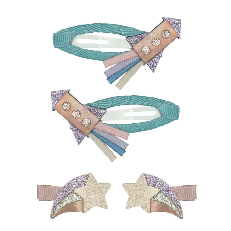 英國Mimi & Lula_AW24_小王子-火箭噴射綜合髮夾4入 - 嬰兒手鍊/飾品 - 聚酯纖維 
