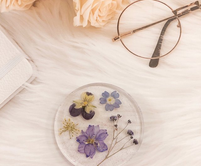 押花水果滴膠杯墊飾品收納托盤 香菫花 設計館betty S Little Art Corner 擺飾 家飾品 Pinkoi