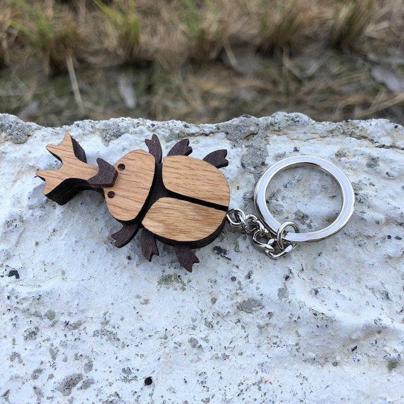 Unicorns Don't Crash Keyring Wooden Beetle - Keychains - Wood Brown