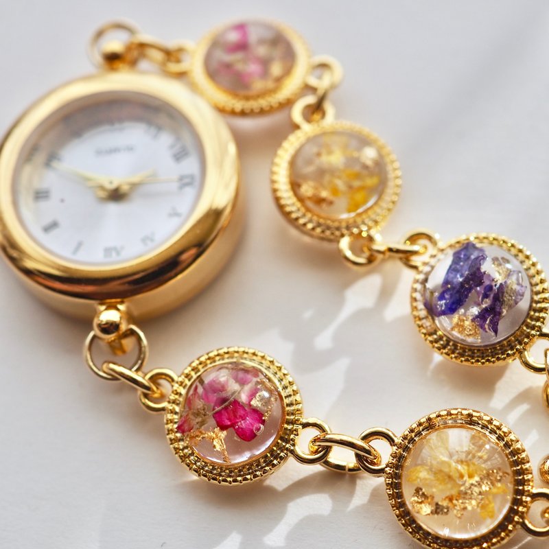 Flower clock no5 - Women's Watches - Plants & Flowers Gold