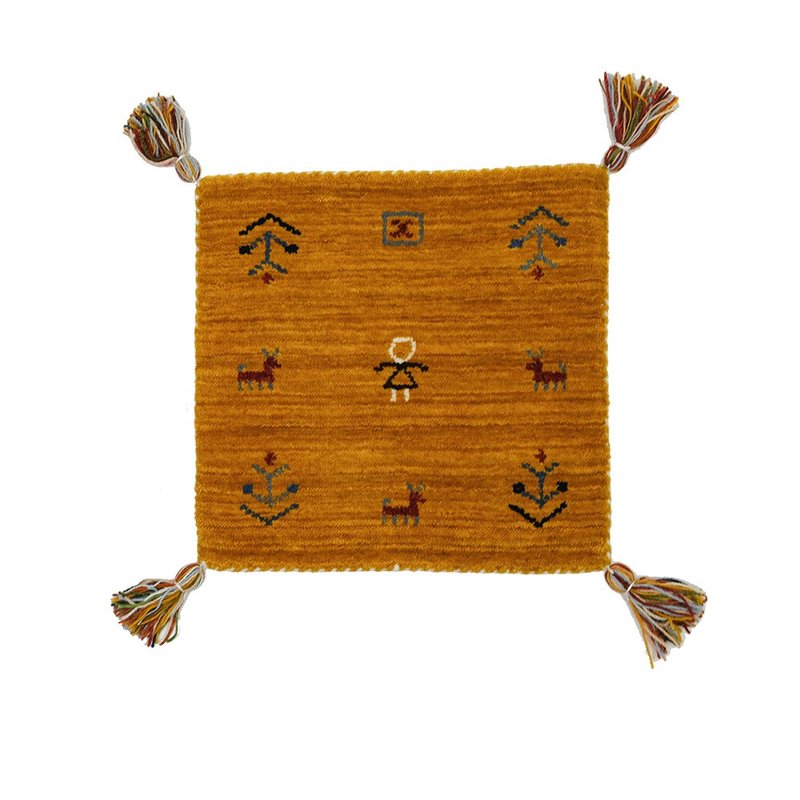 tribal symbol mats_gold 彩色復古系列印度手工小毯 - 地墊/地毯 - 羊毛 金色