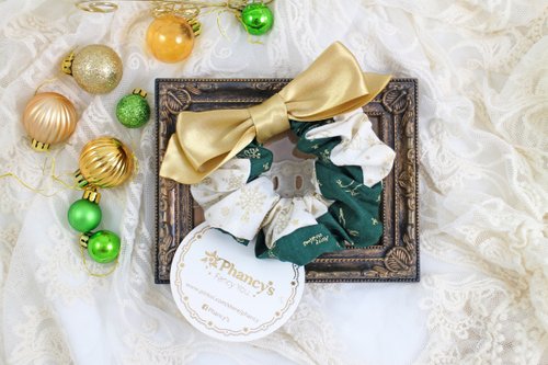 モスグリーン イルミネーション クリスマス ヘアゴム モスグリーン