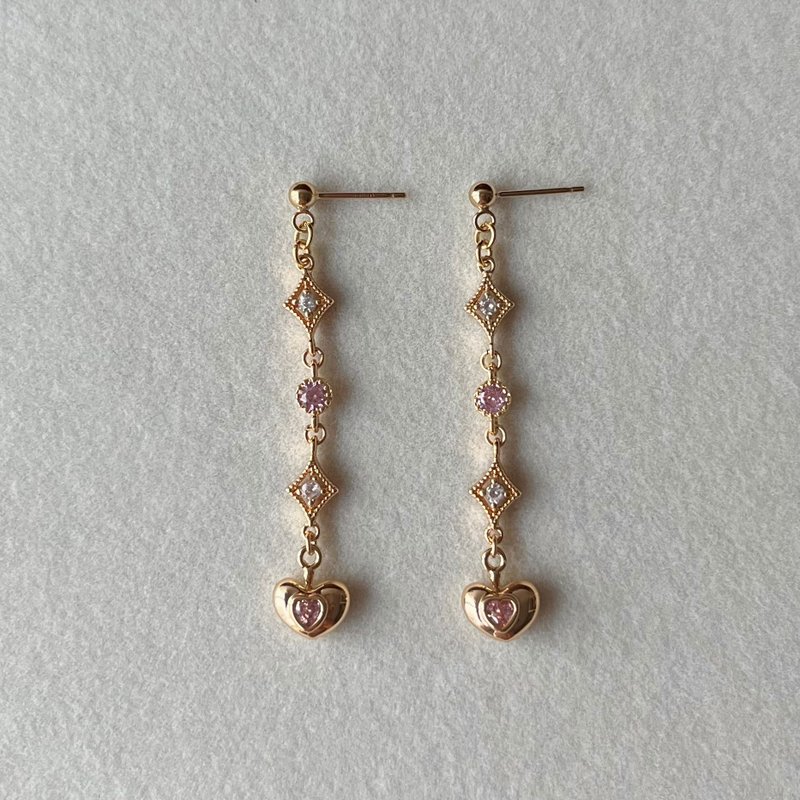 14K gold-filled pink diamond starburst love acacia earrings and Clip-On 14KGF - Earrings & Clip-ons - Other Metals Pink