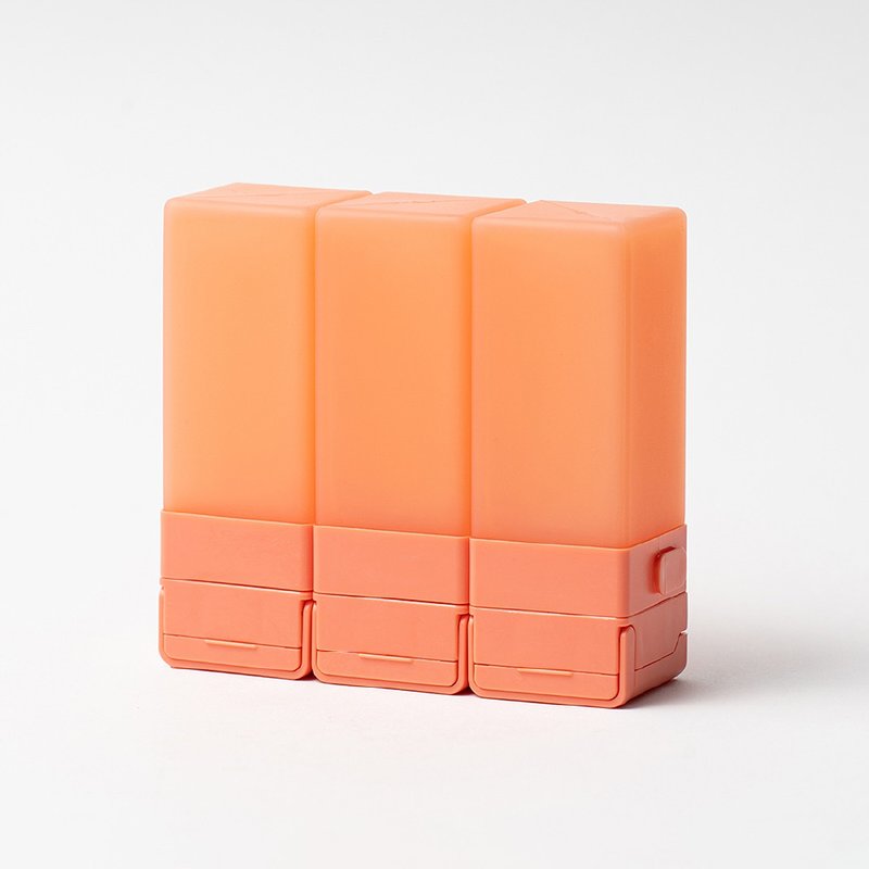 Suzzi CUBIC Travel Bottle-Coral Orange-M 70ml-Three Piece Travel Set - กล่องเก็บของ - ซิลิคอน สีส้ม