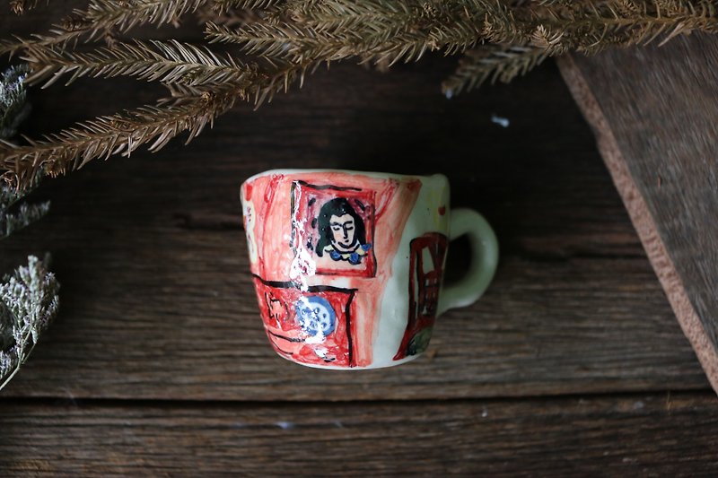 セラミックコーヒーカップマチス - 花瓶・植木鉢 - 陶器 レッド