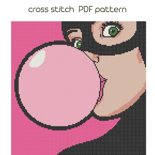 NaraXstitch patterns 十字繡圖案 Pop art cross stitch pattern, Modern embroidery, PDF download /15/