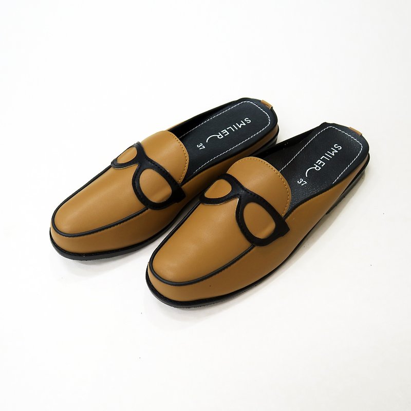 Glasses half-sandals - Caramel - รองเท้ารัดส้น - วัสดุอื่นๆ สีนำ้ตาล