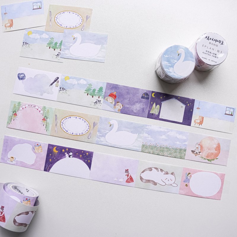 PLAN-貼  貼紙便簽卷 書寫紙 可撕開 - 紙膠帶/和紙/PET - 紙 多色