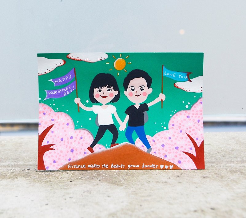 Cute Gift Customized Couple Portrait-Happy Birthday/Valentine's Day/Bride/Wedding/Anniversary - Customized Portraits - Paper Green