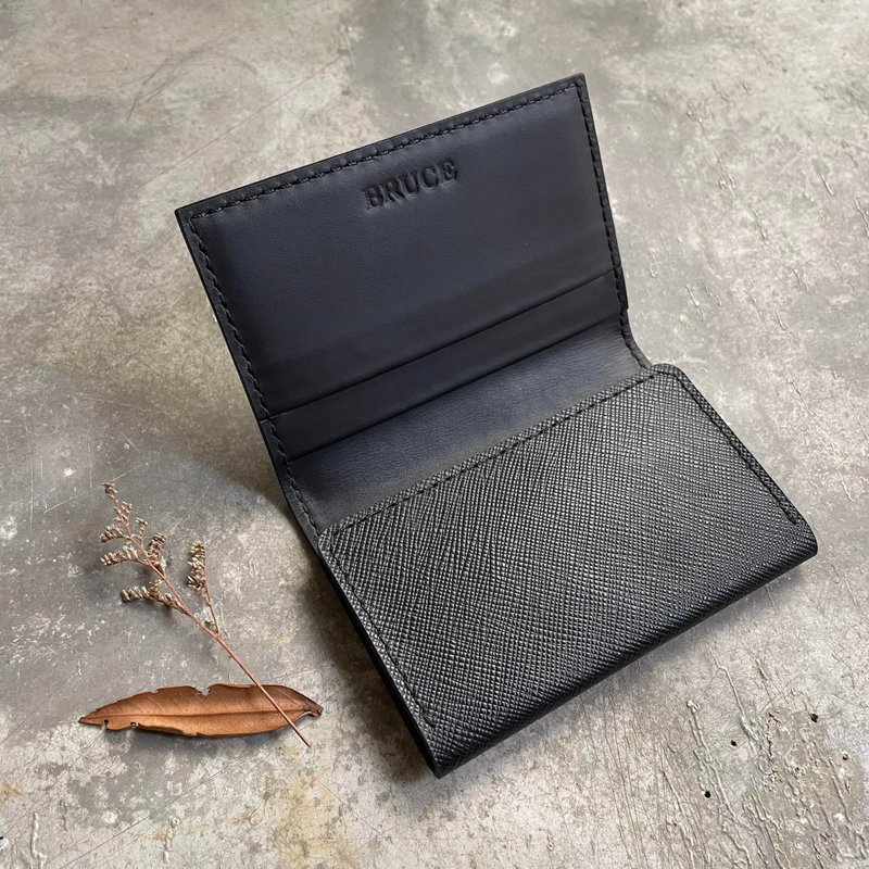 Card Holder/Business Card Holder Large Capacity Black Cross Pattern - Card Holders & Cases - Genuine Leather Brown