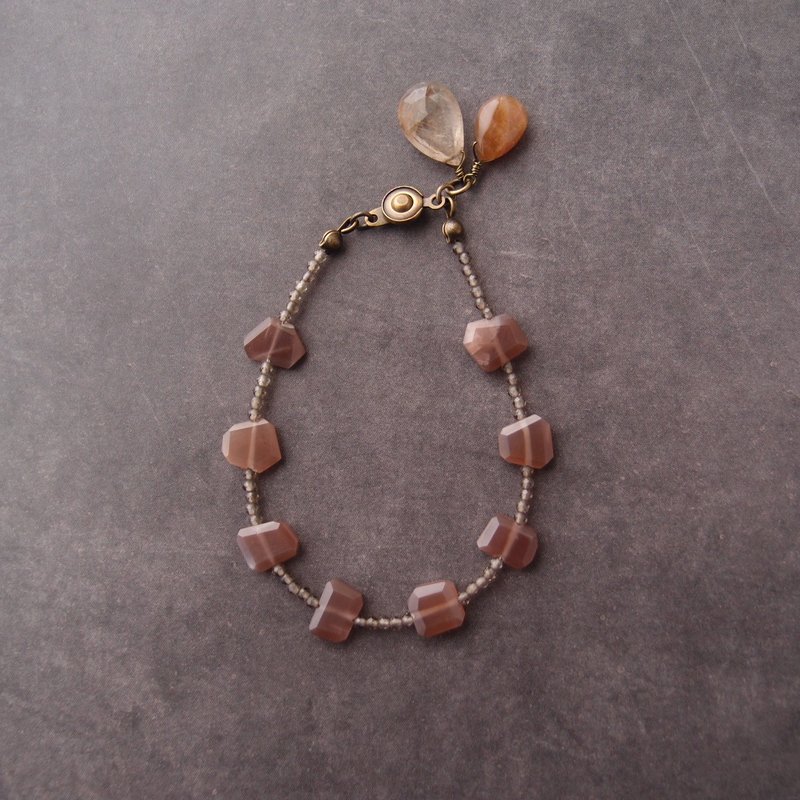 Moonstone × Smoky Quartz Bracelet　ムーンストーン×スモーキークォーツ ブレスレット - 手鍊/手環 - 寶石 咖啡色