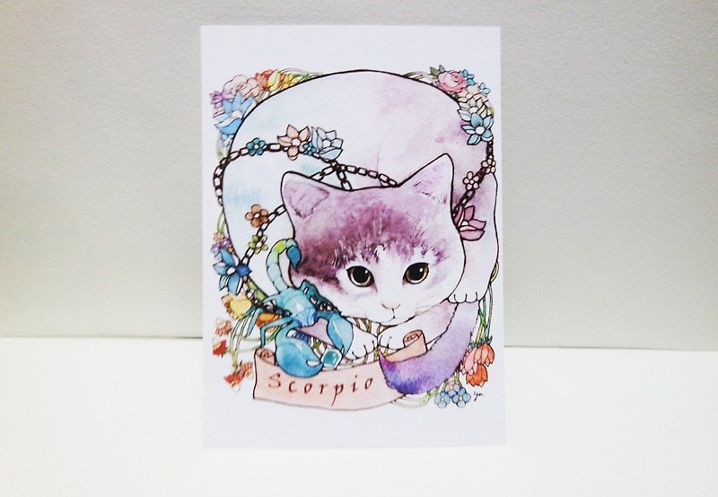 Scorpio cat postcard - การ์ด/โปสการ์ด - กระดาษ 