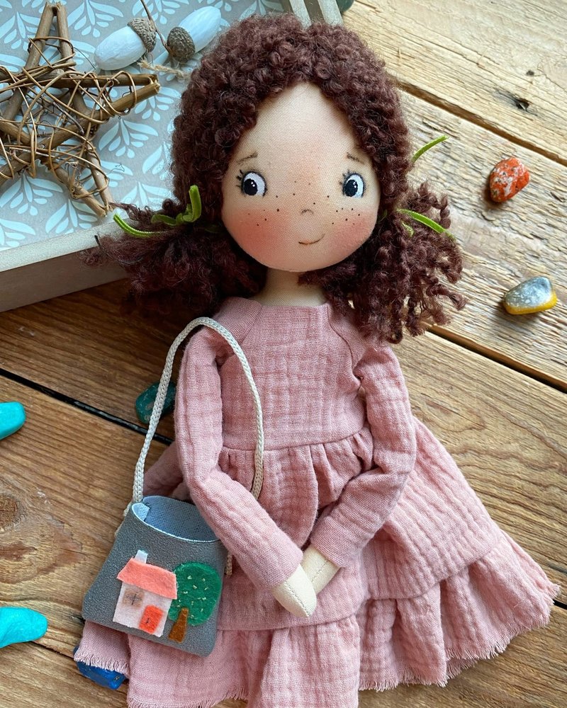Cute Cloth doll Brown hair doll Fabric doll Shop MarfushkaDolls