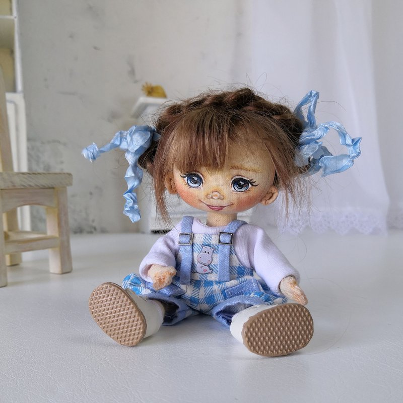 Miniature rag doll Small art doll handmade Rag doll Cloth doll Textile doll - ตุ๊กตา - ผ้าฝ้าย/ผ้าลินิน 