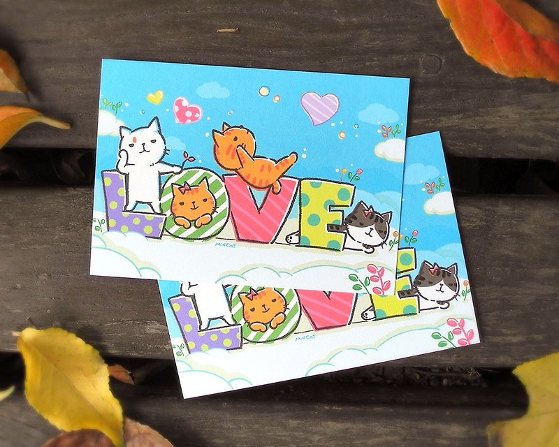 Brave Cat Xiao Wai Wai LOVE postcard - การ์ด/โปสการ์ด - กระดาษ หลากหลายสี
