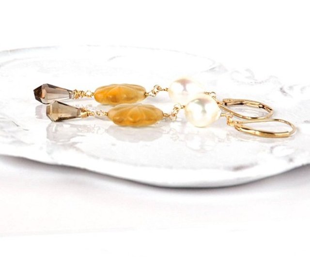 フロスト加工・スモーキークォーツのフラワーカービング①新作…サンセット…