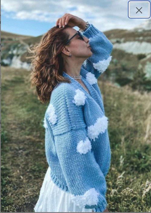 Cloud cardigan for women. Chunky blue cardigan. Oversize and crop wool  cardigan