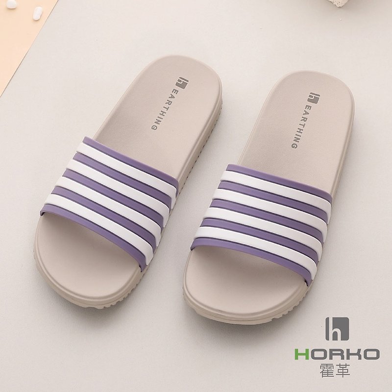 【霍革HORKO】接地氣 條紋拖鞋-紫 / 接地鞋 接地拖鞋 室外拖鞋 - 拖鞋 - 其他材質 