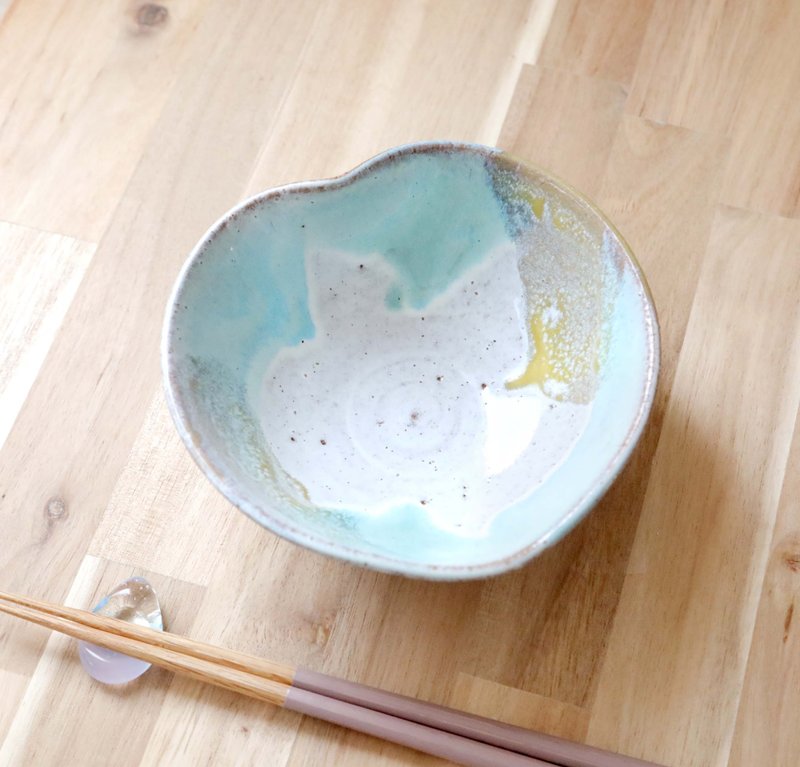 爽やか初夏色の三彩 木の葉鉢 - 碗 - 陶 綠色