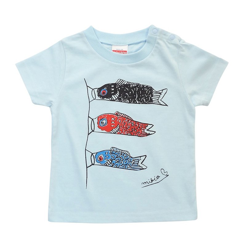 Koinobori Baby Kids T-shirt RightBlue - เสื้อยืด - ผ้าฝ้าย/ผ้าลินิน สีน้ำเงิน