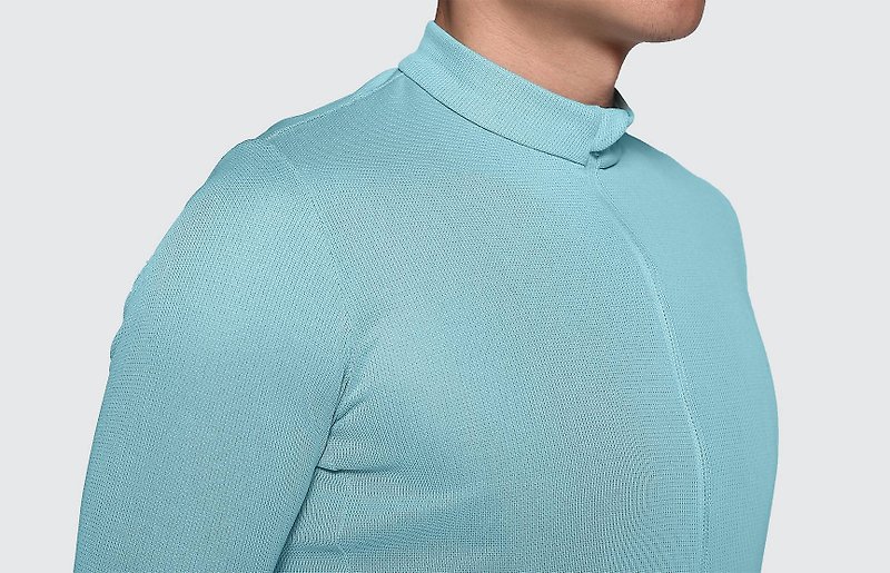 基本款、素色、淡藍、極簡車衣 - 男 T 恤 - 聚酯纖維 藍色
