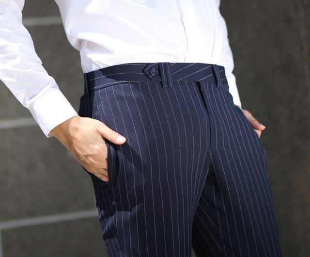 Pin Striped trousers - สตูดิโอ GROUNDER กางเกงขายาว - Pinkoi